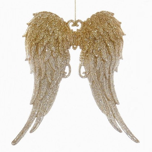 5.75" Gold and Silver Glitter Angel Wing Ornament