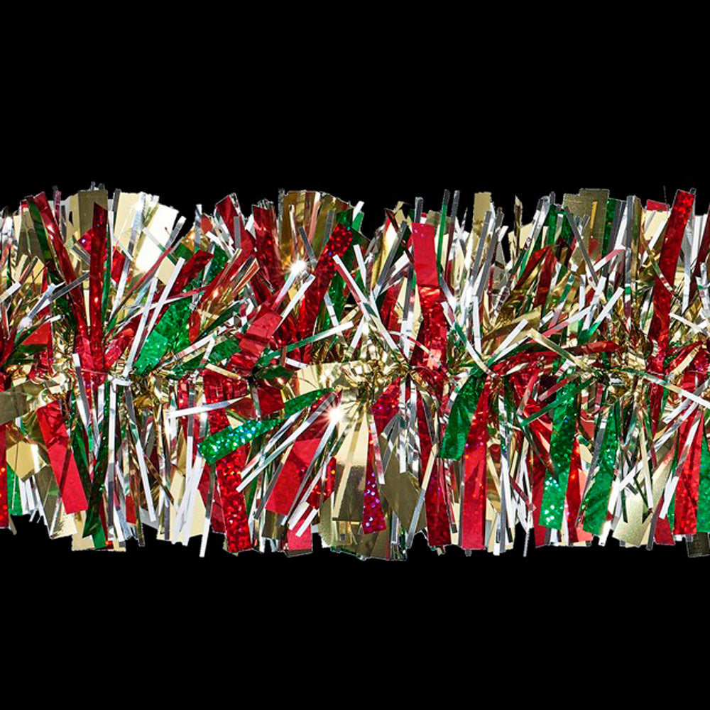 Deluxe Deco Laser Red/Green/Gold/Silver Tinsel Christmas Garland