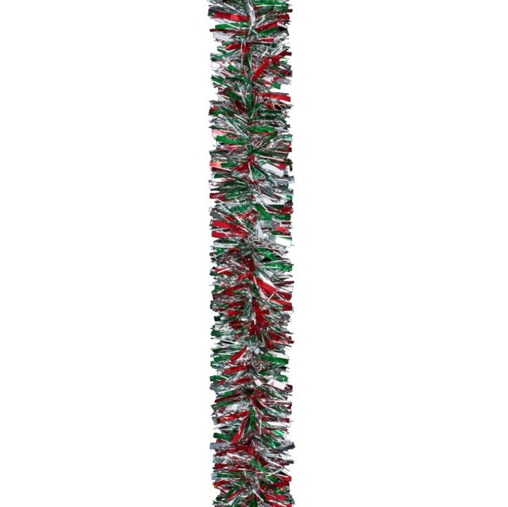 10' Deluxe Deco Laser Red and Green Snowy Tinsel Garland