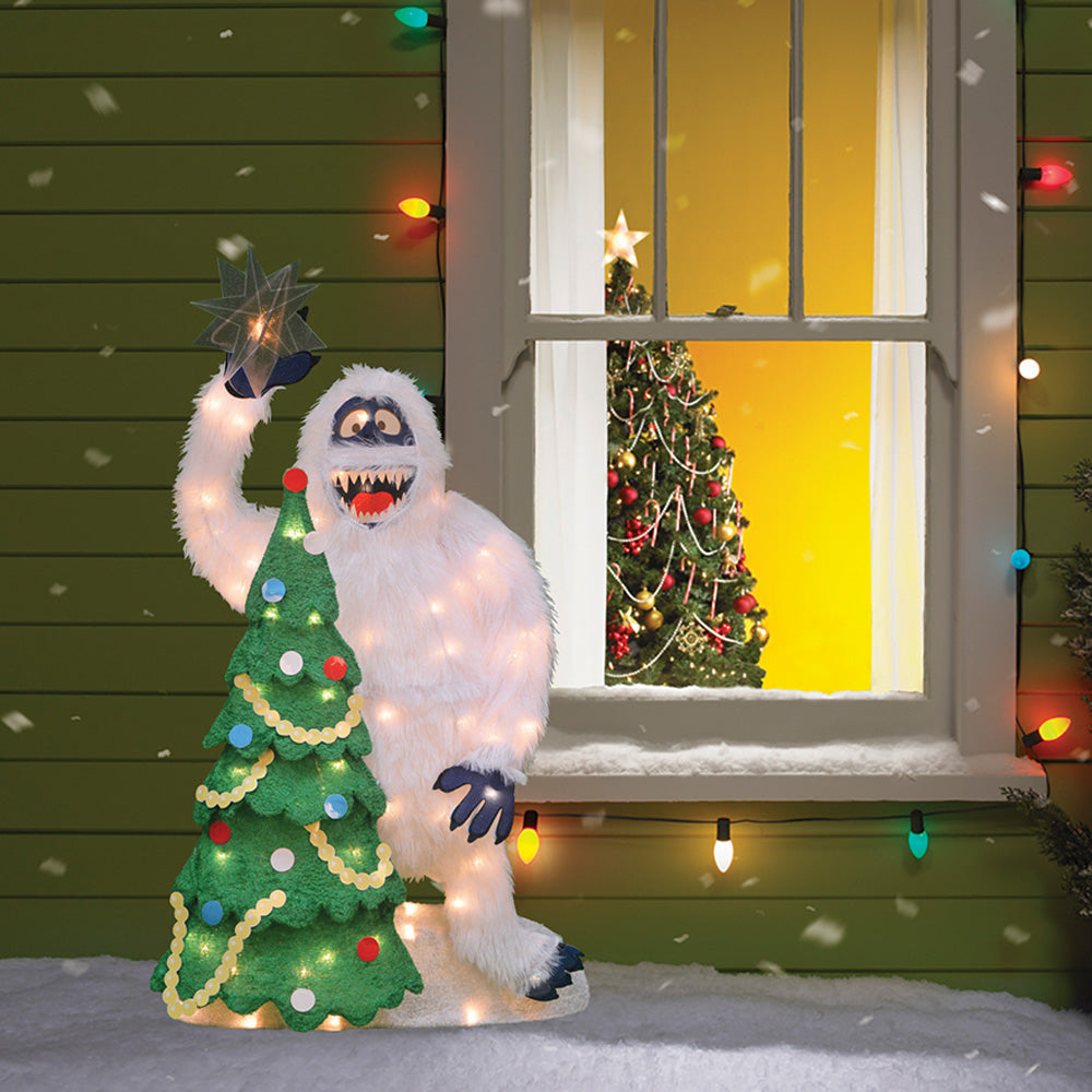 32" Lighted Soft Tinsel Bumble And Tree Sculpture