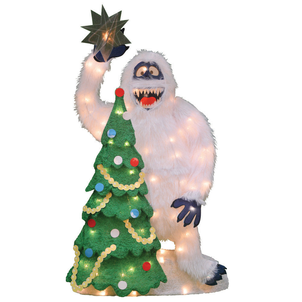 32" Lighted Soft Tinsel Bumble with Christmas Tree Sculpture