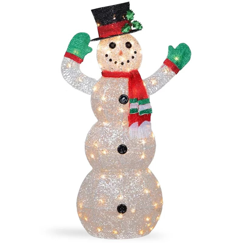 48" Crystal Snowman Sculpture with 70 Clear LED Lights