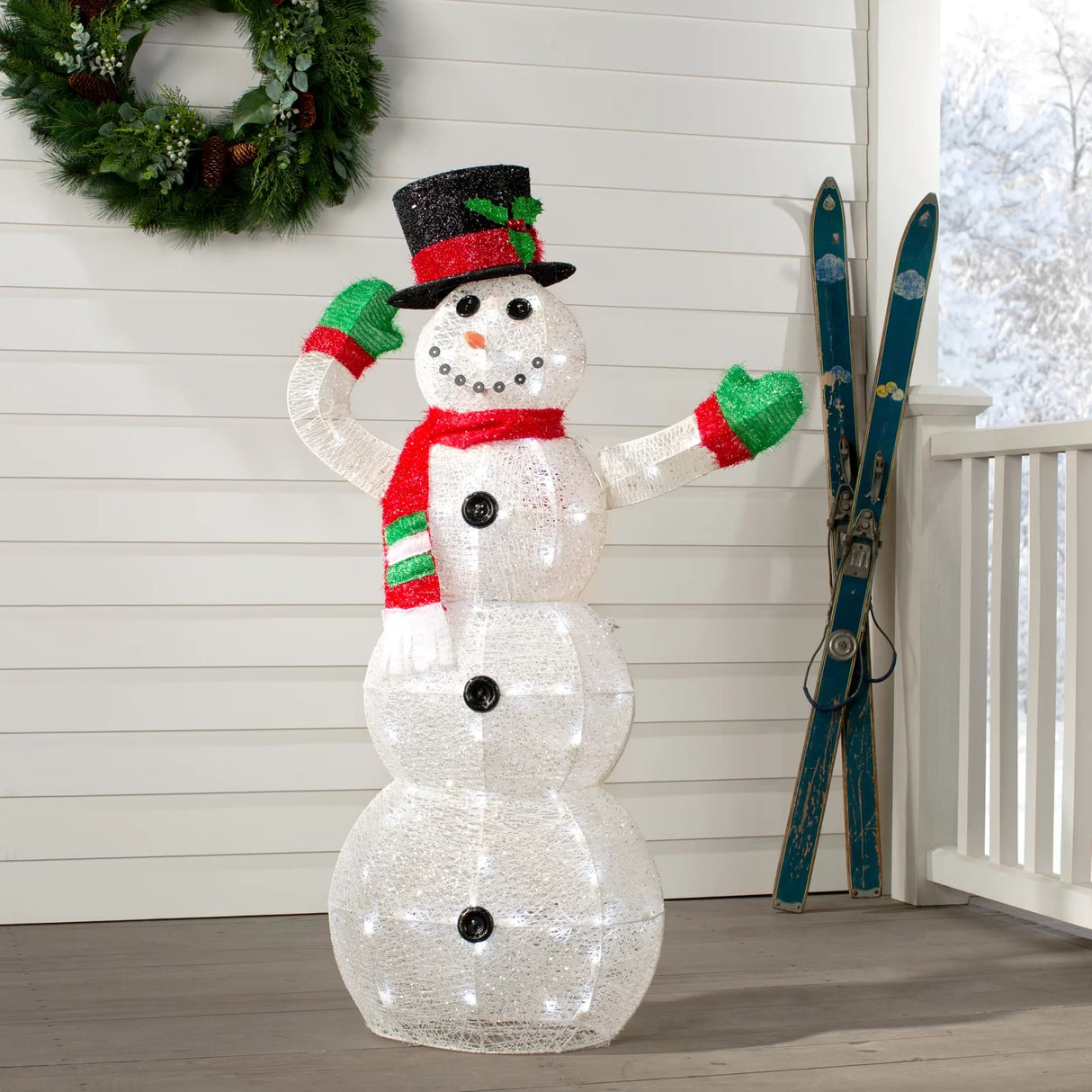 48" Crystal Snowman Sculpture with 70 Clear LED Lights