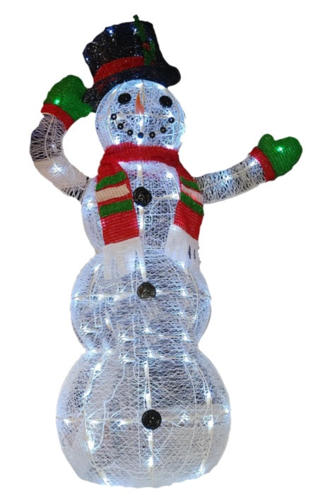48" Crystal Snowman Sculpture with 70 Clear LED Lights