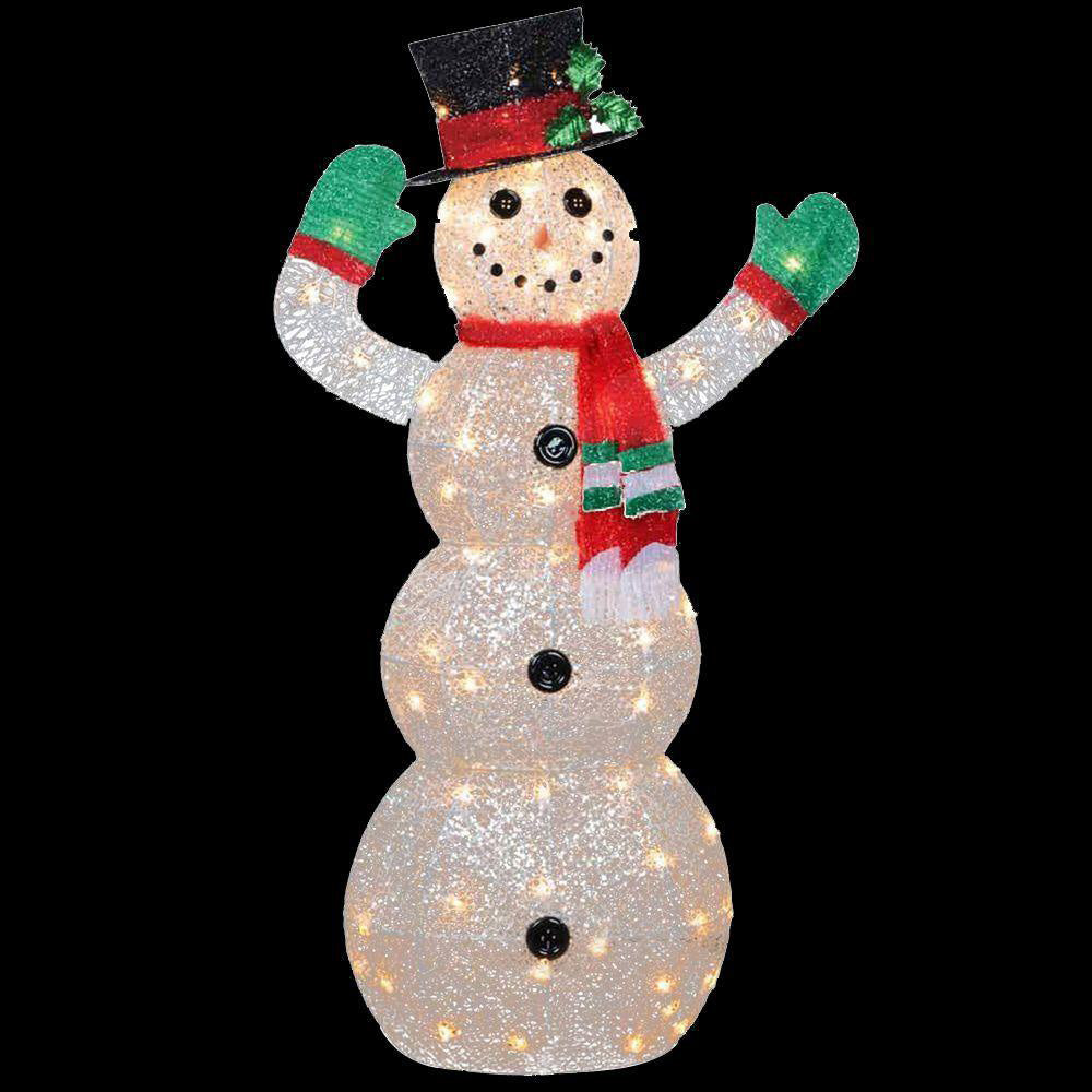 48" White Sisal Snowman LED Lighted Sculpture