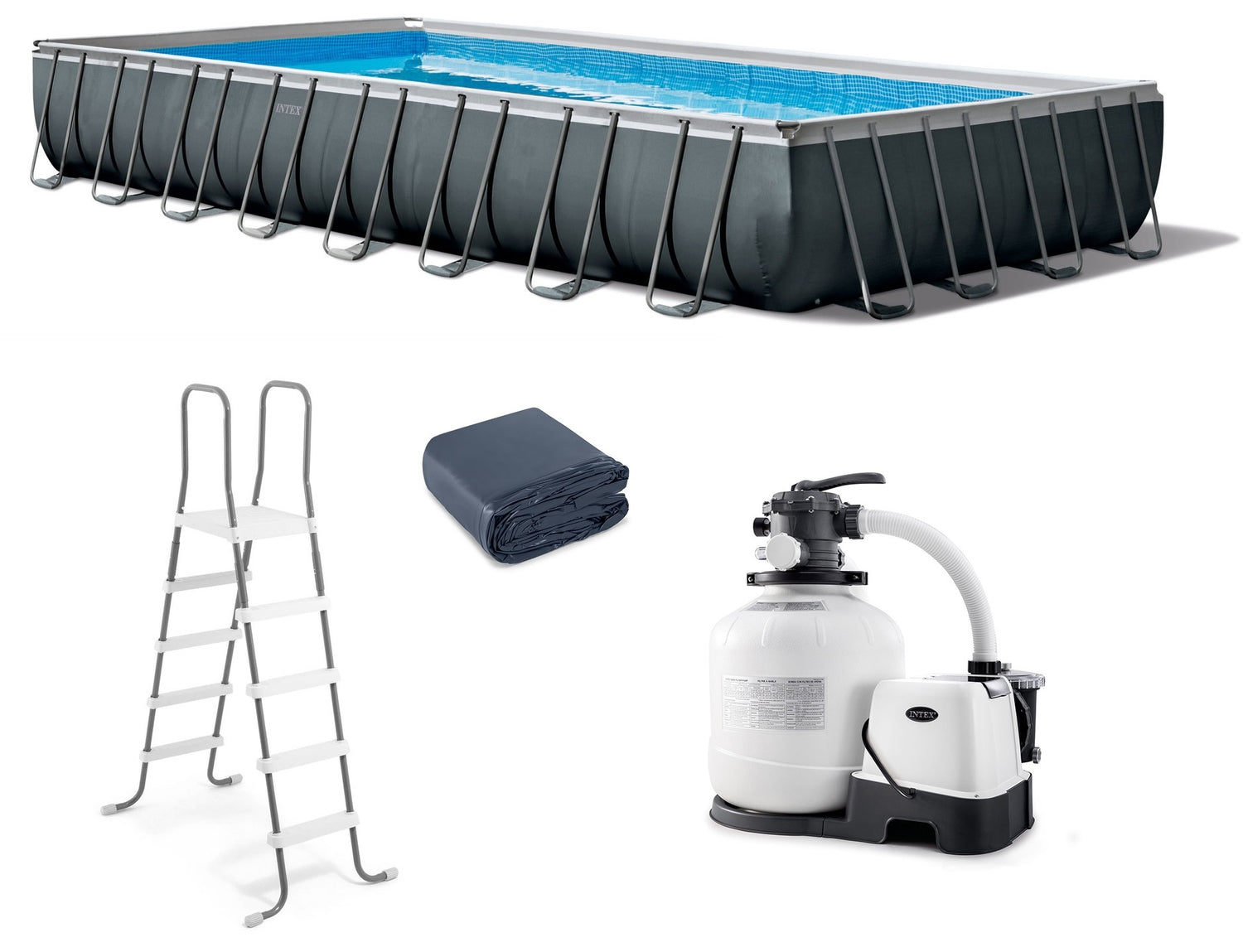Intex 18' x 9' x 52" Ultra XTR™ Rectangular Frame Pool Set with Sand Filter Pump