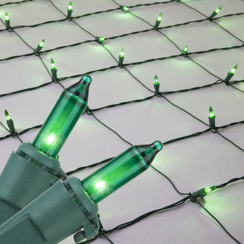 Basically a blanket of lights. You can wrap it around tree trunks, you can throw it over a bush, etc. There are different color options. These lights are green.