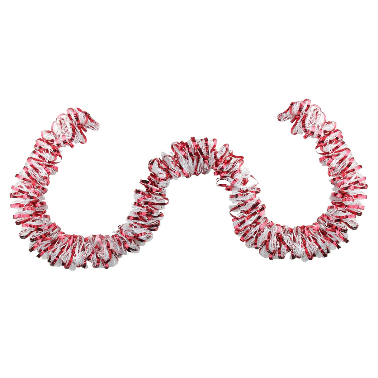 12' Deluxe Red and Snowy White Looped Angel Hair Garland