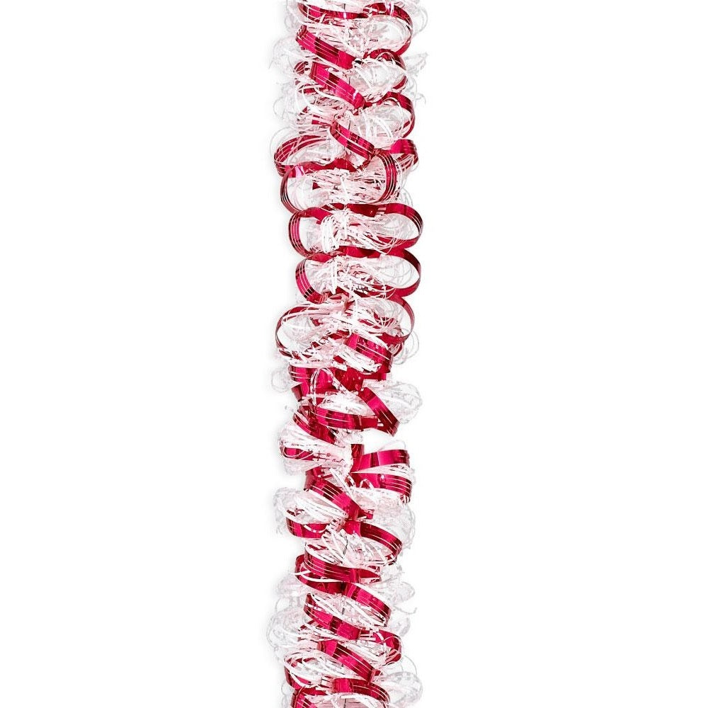12' Deluxe Red and Snowy White Looped Angel Hair Garland