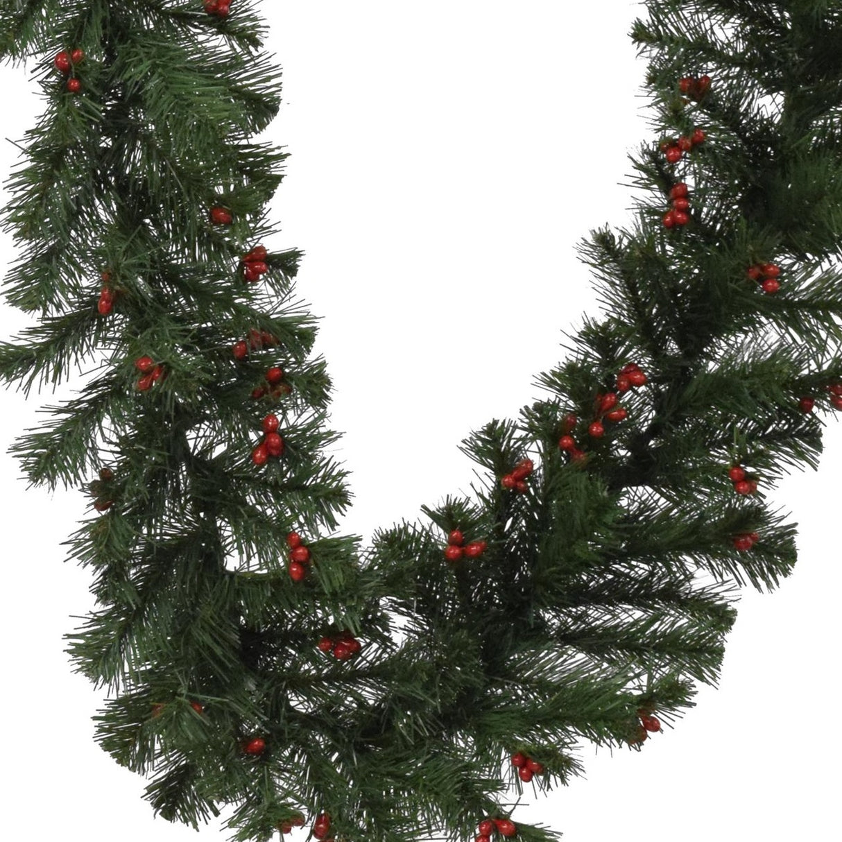 9' Noble Fir Non-Lit Artificial Christmas Garland with Red Berries