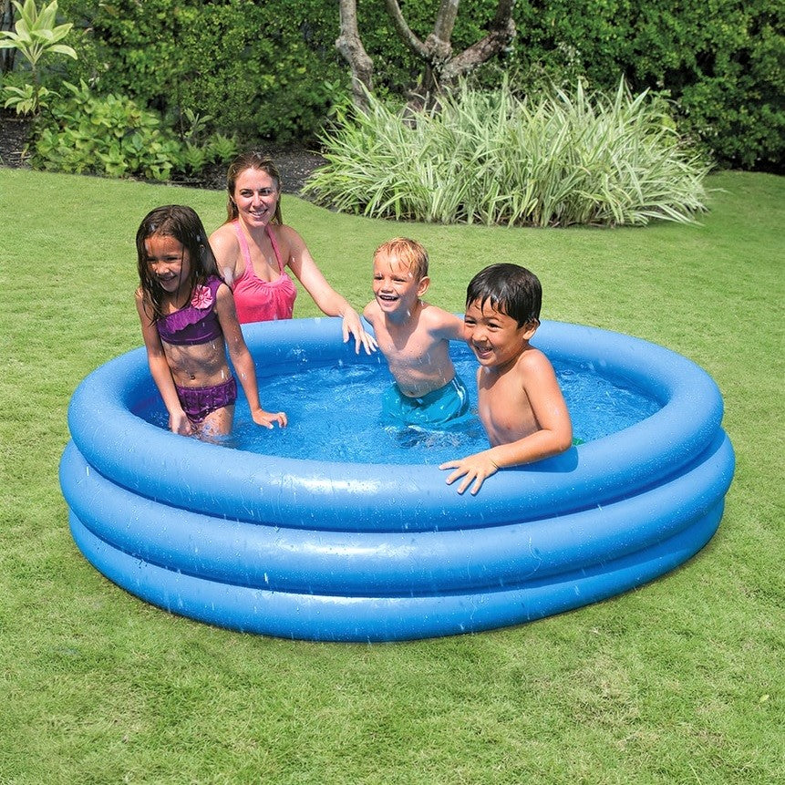 Blue inflatable kiddie pool.