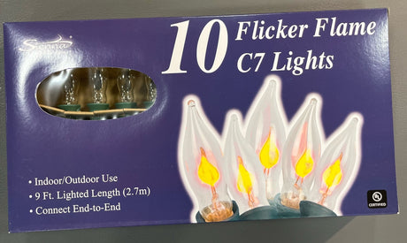Set of 10 C7 Flicker Flame Indoor Christmas Lights