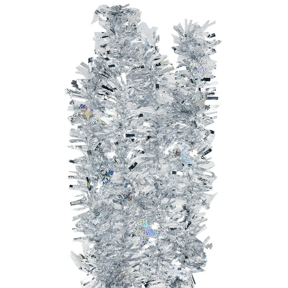 12' Fancy Embossed Laser Silver Tinsel Christmas Garland