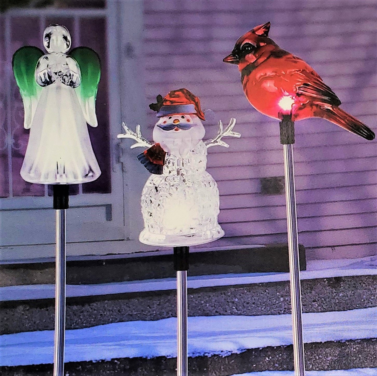 Solar-Powered LED Winter Icon Acrylic Garden Stake