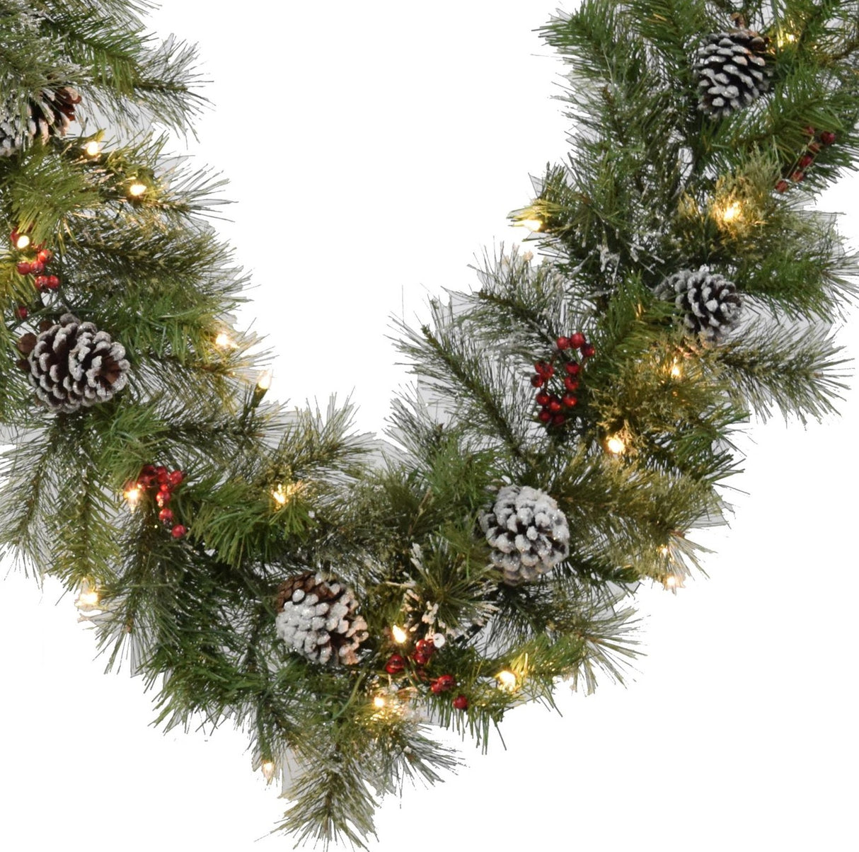9' Frosted Mountain Ridge Pre-Lit Artificial Garland