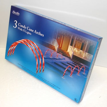 Set of 3 Lighted Candy Cane Arch Driveway Markers
