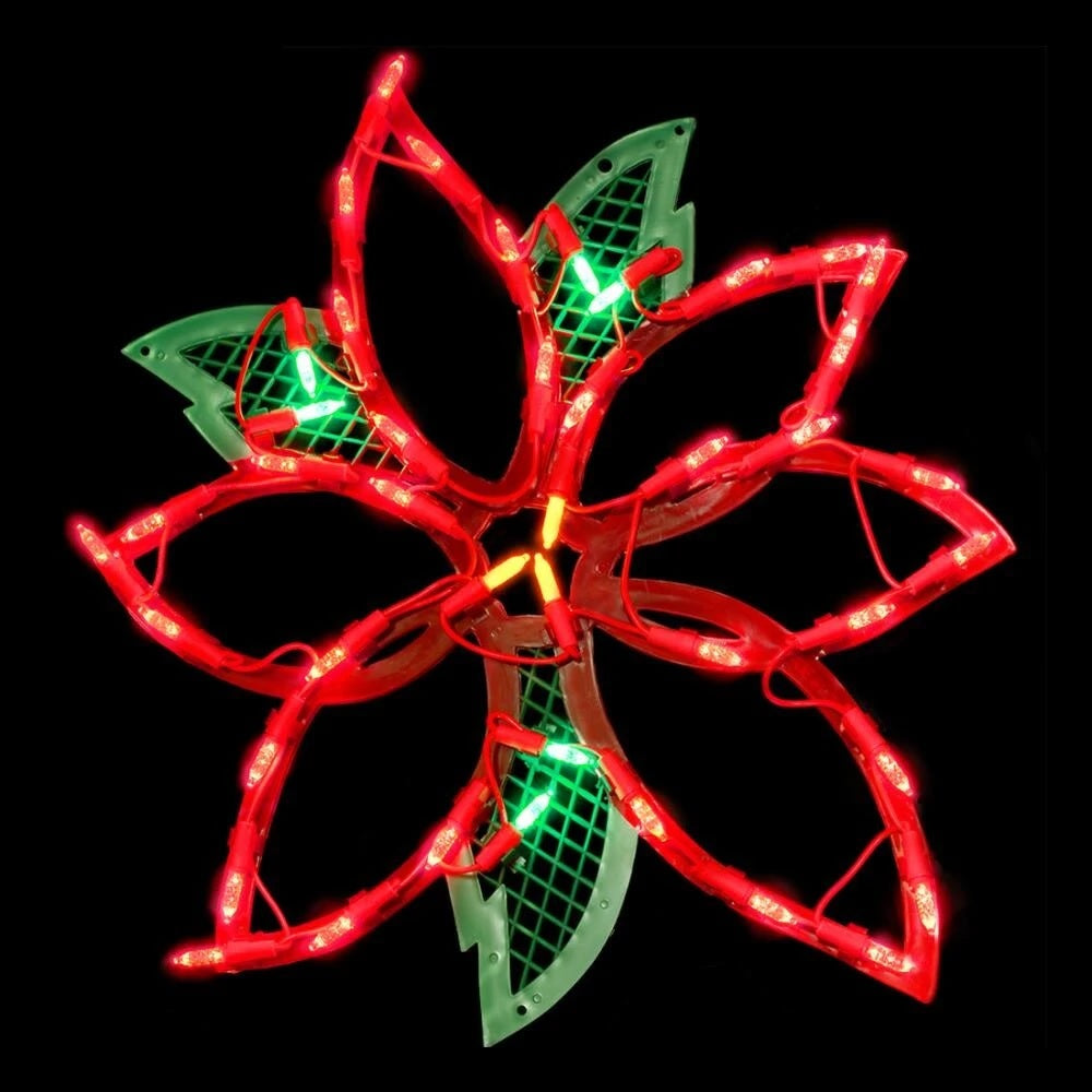 Lighted Poinsettia Window Silhouette