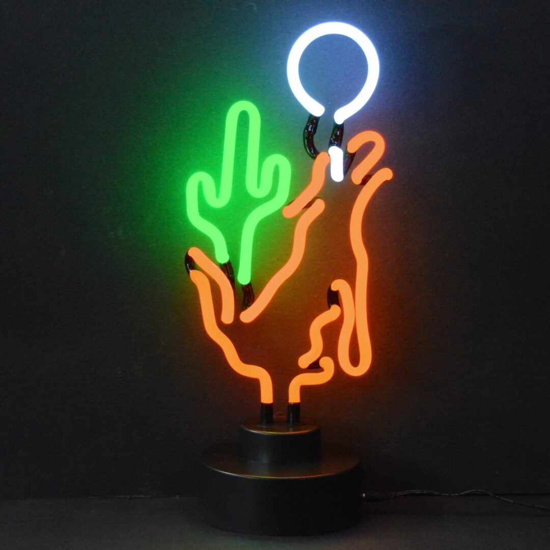 Neonetics Coyote Moon Cactus Neon Sculpture