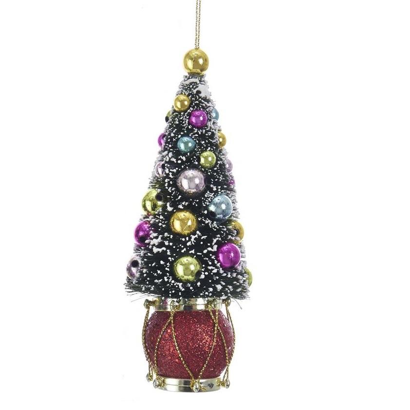 6" Sisal Tree with Ball and Drum Ornament