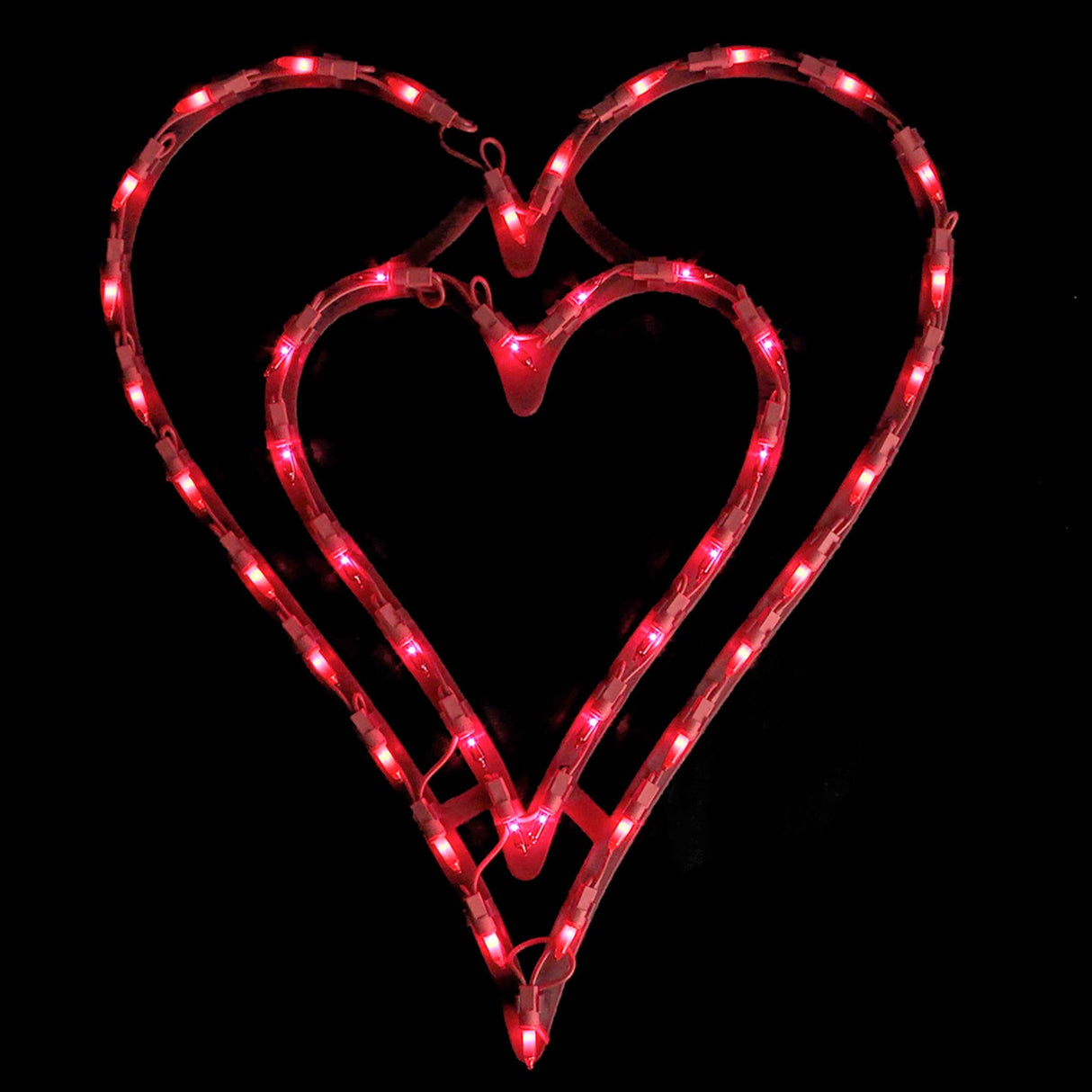 Lighted Valentine's Day Double Heart Window Silhouette Decoration