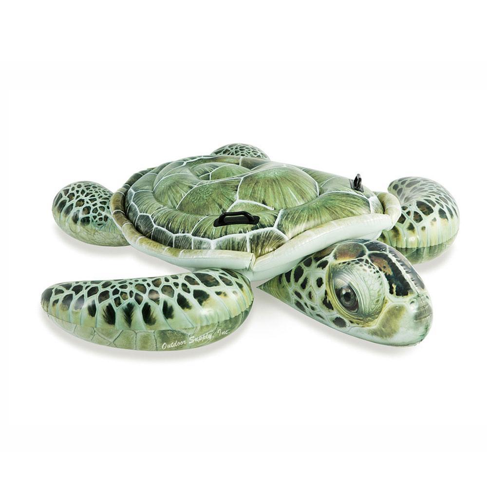 Inflatable pool float shaped like a turtle. This one's shell looks like a real turtle's shell.
