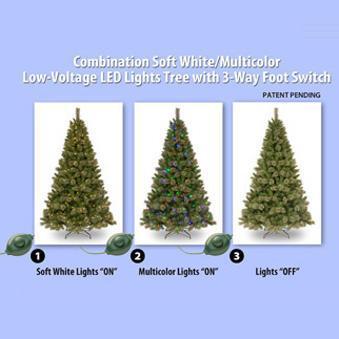 Artificial tree with dual lights. Lights change from warm white to multi-colored.
