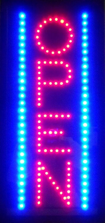 Neonetics Open Vertical LED Sign