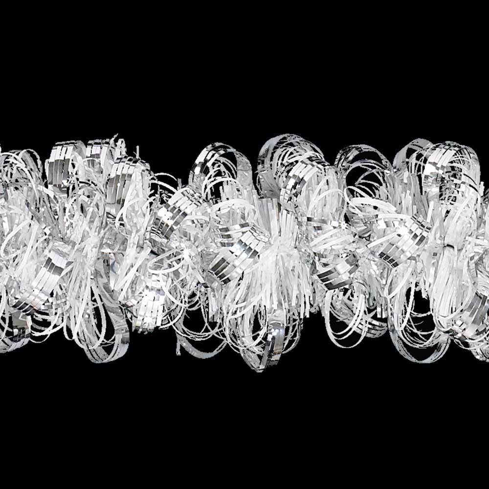 12' Deluxe Silver White Angel Hair Tinsel Garland