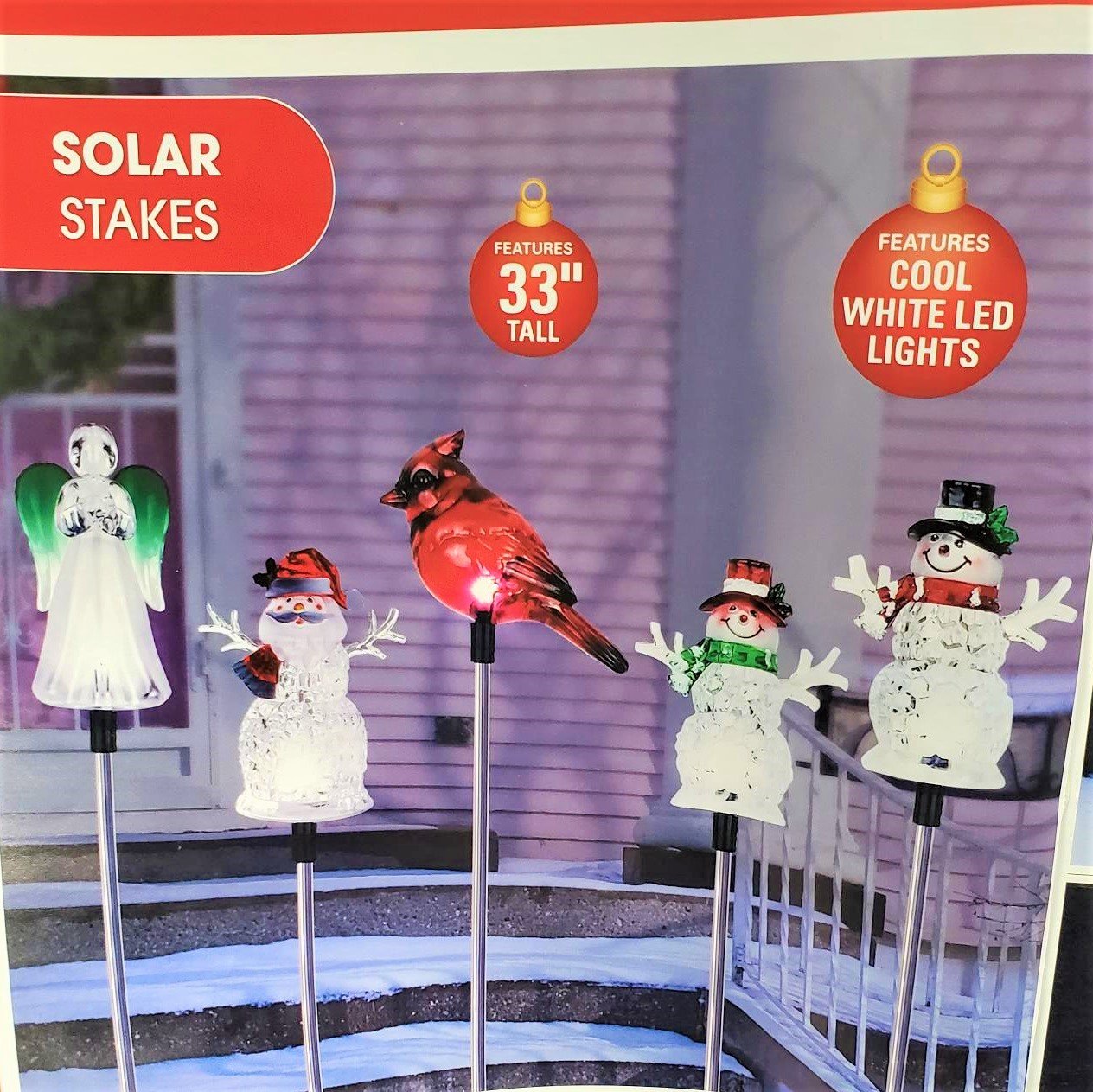 Solar-Powered LED Winter Icon Acrylic Garden Stake
