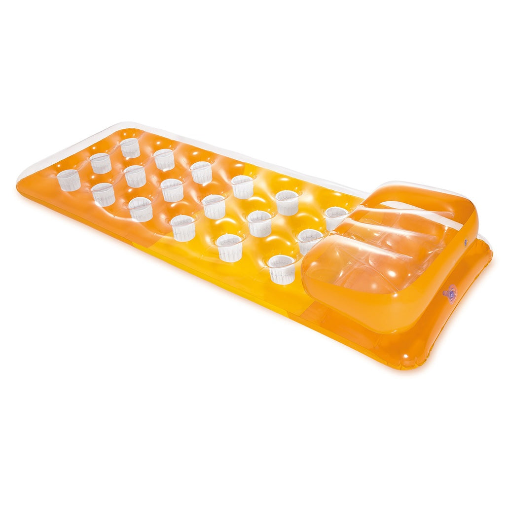 Orange pool mattress.