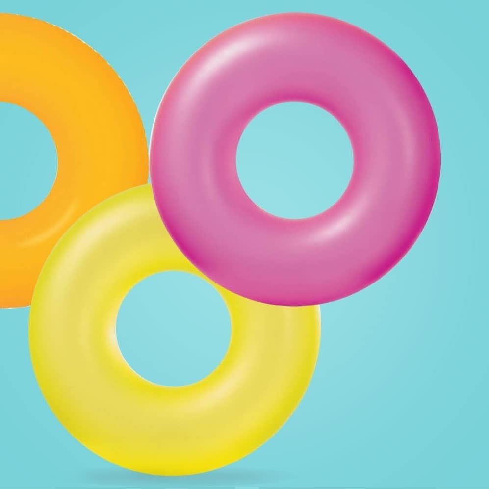 Neon colored inner tubes.