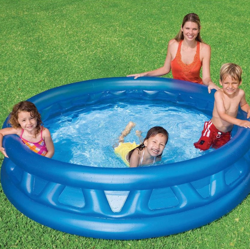 Blue inflatable pool for kids.