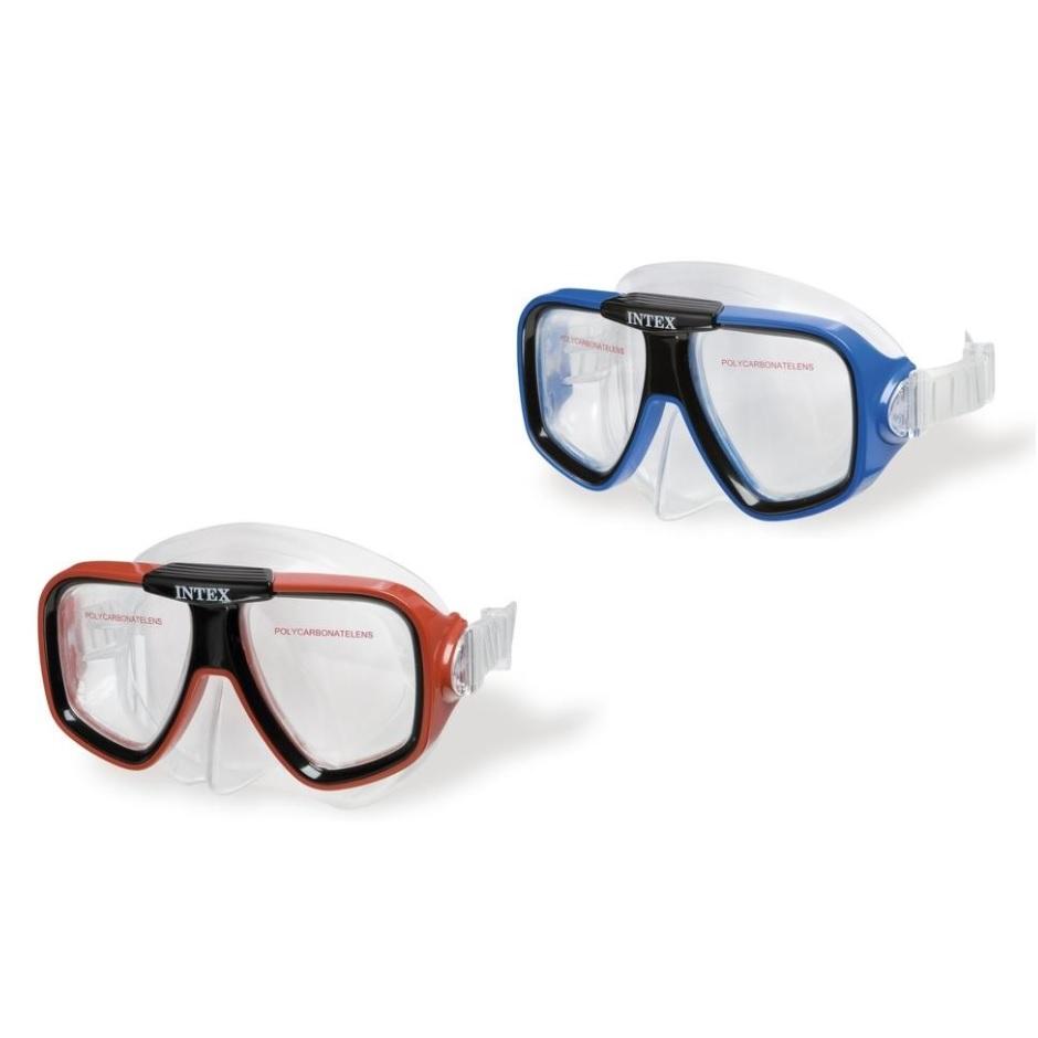 Red and blue swimming masks.