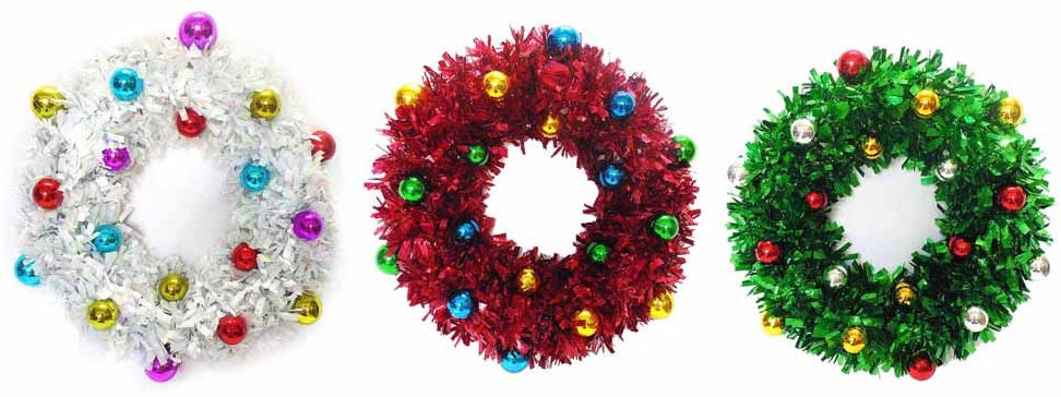 18" Tinsel Wreath with Shatterproof Ornament
