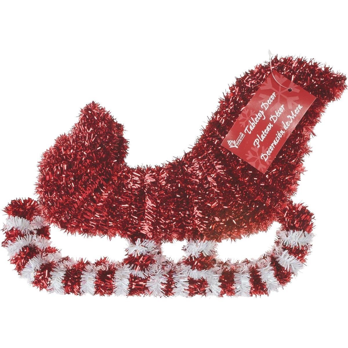 9" 3D Tinsel Sleigh Tabletop Decoration