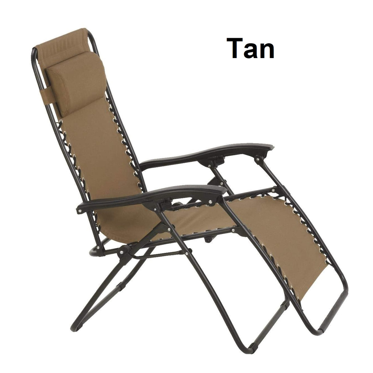 Tan folding chair.