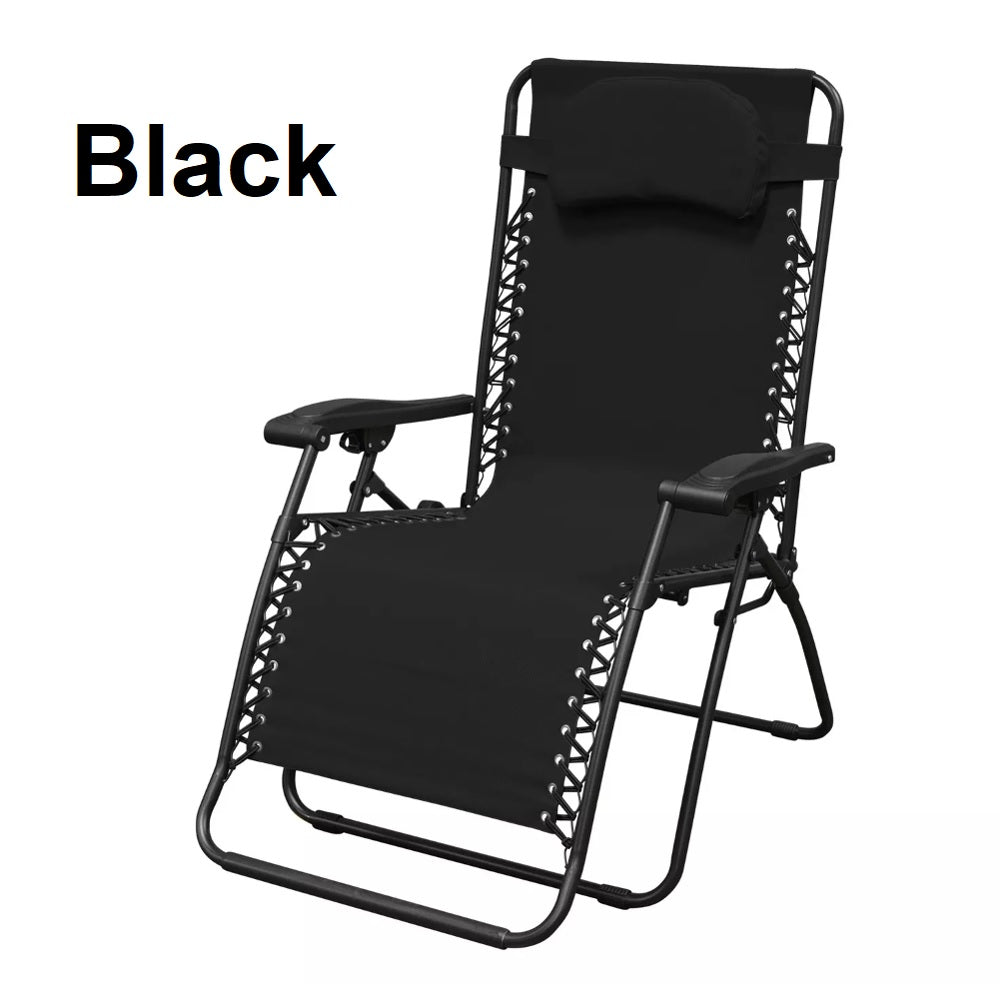 Black folding chair.