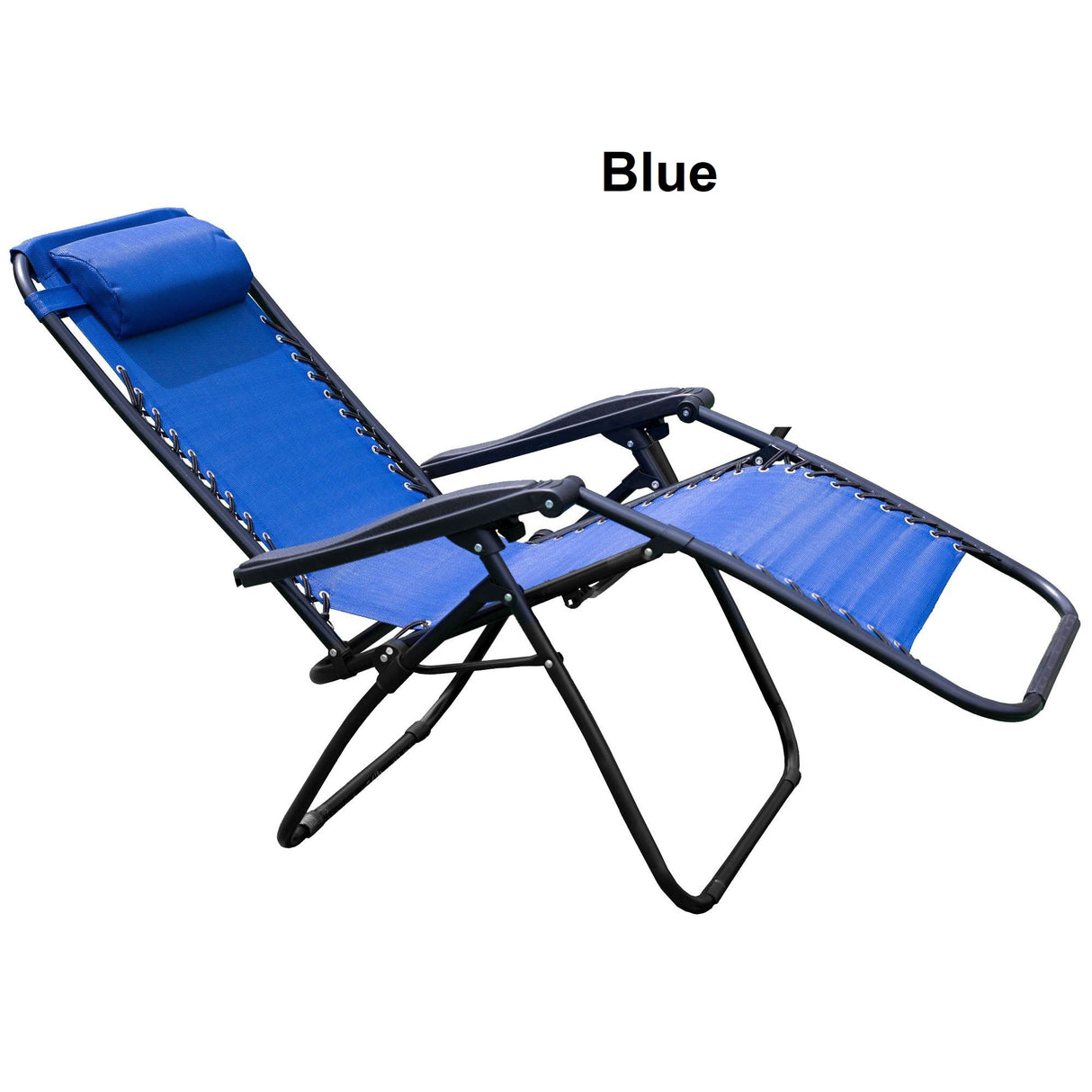 Blue folding chair.