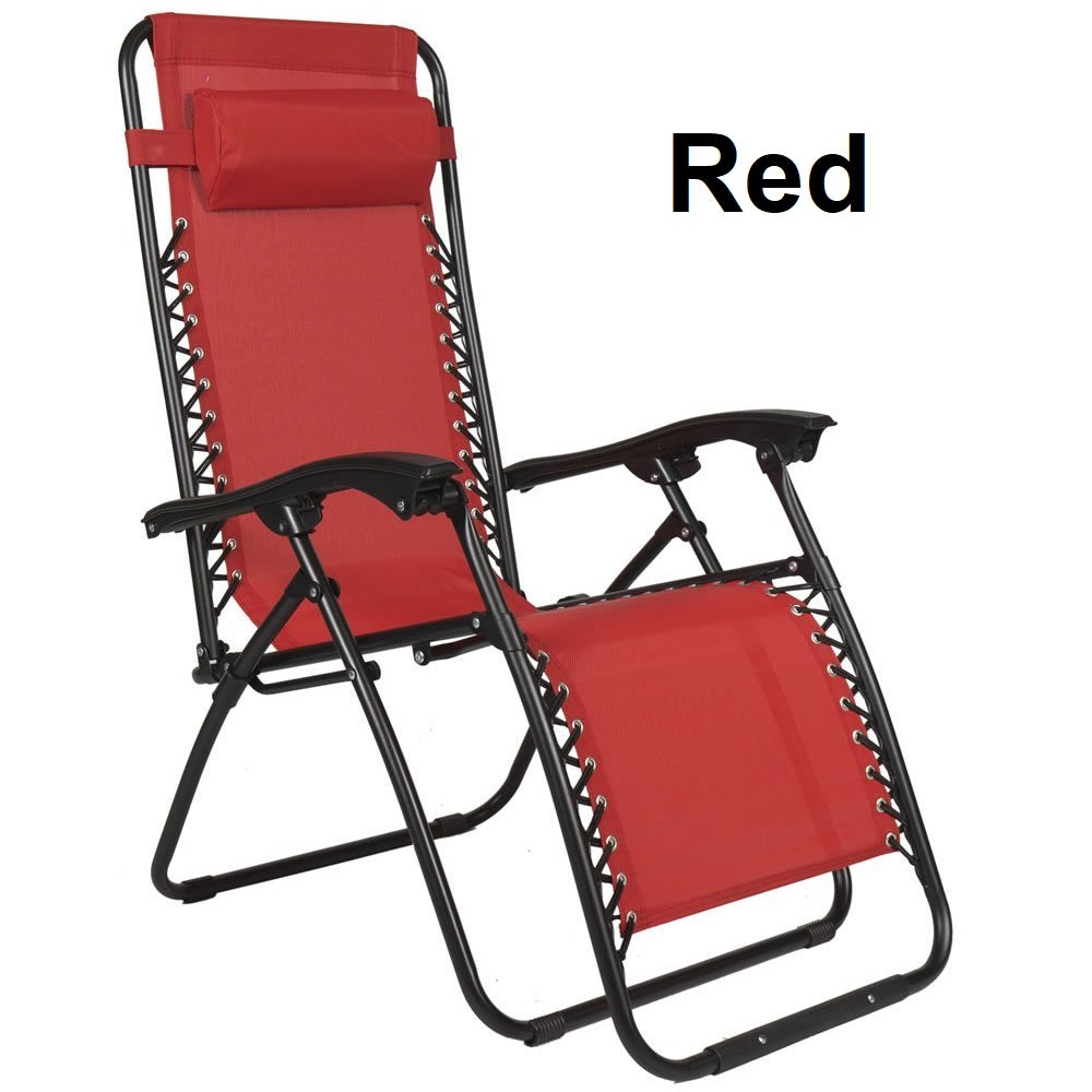 Red folding chair.