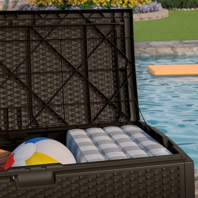 Suncast 73 Gallon Resin Wicker Deck Box