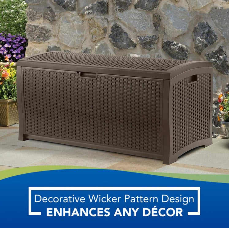 Suncast 73 Gallon Resin Wicker Deck Box