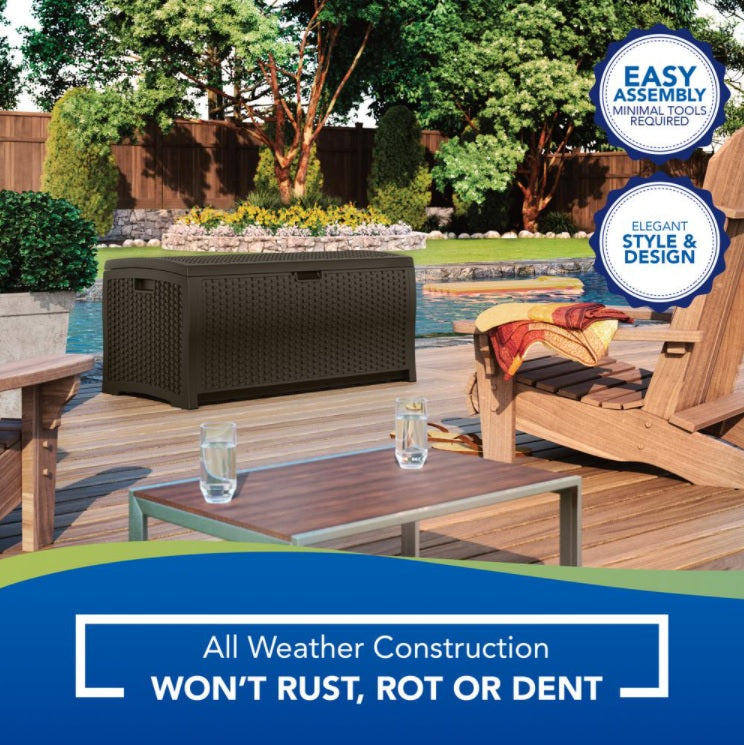 Suncast 73 Gallon Resin Wicker Deck Box