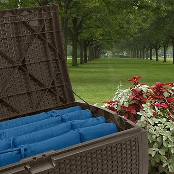 Suncast 73 Gallon Resin Wicker Deck Box