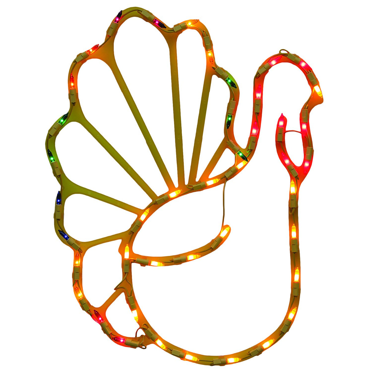 Multi-Colored Thanksgiving Turkey Illuminated Window Silhouette