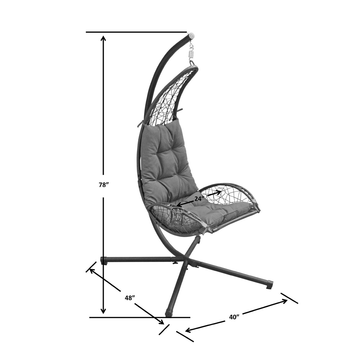 Hanging Cushioned Rattan Wicker Egg Chair and Stand