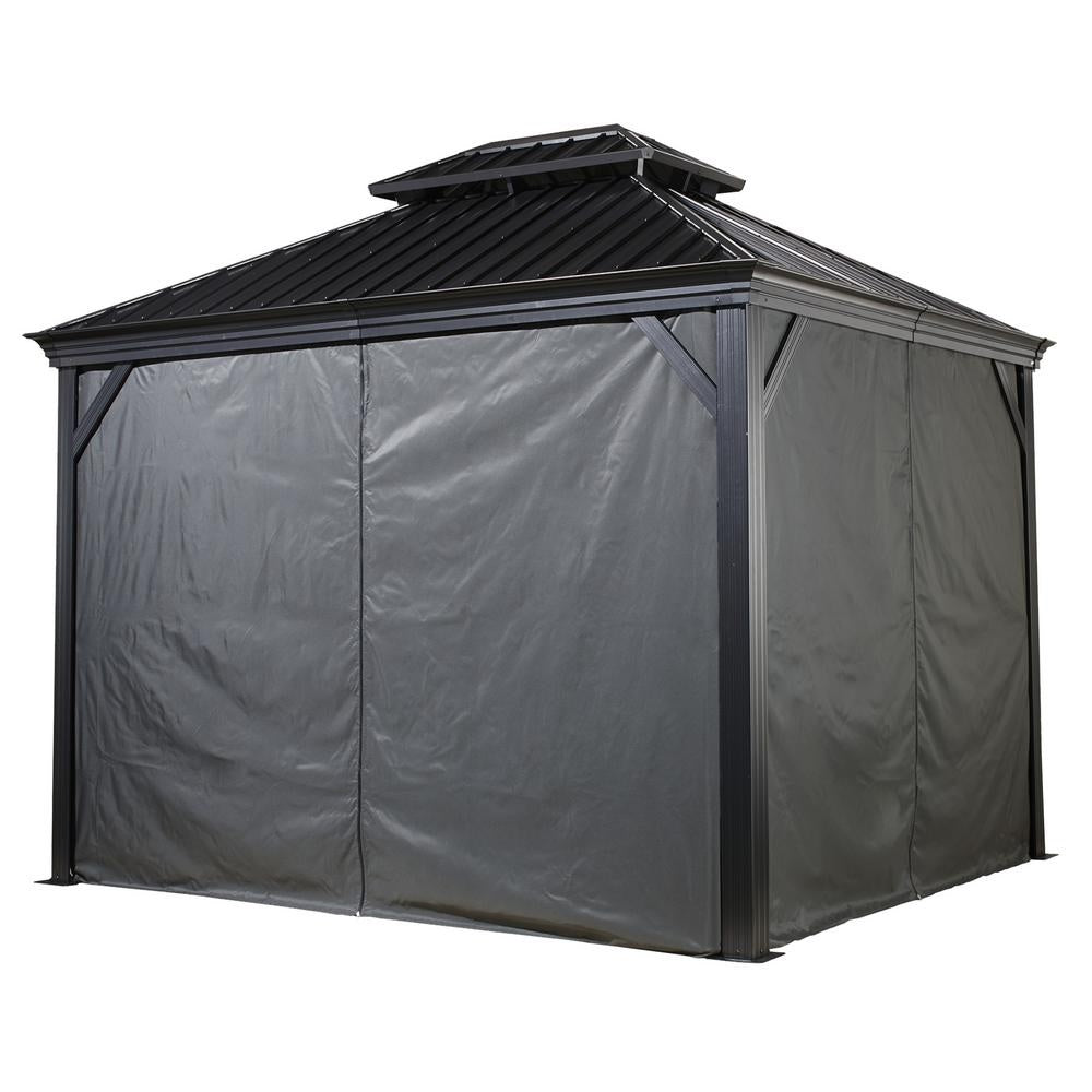 Gray Curtains for Provence Hard Top Gazebos by Sojag