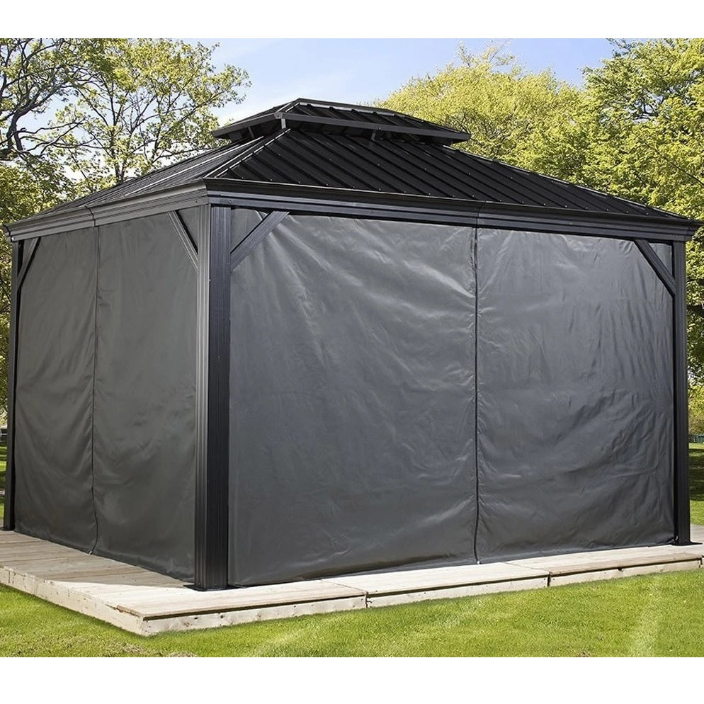 Gray Curtains for Provence Hard Top Gazebos by Sojag