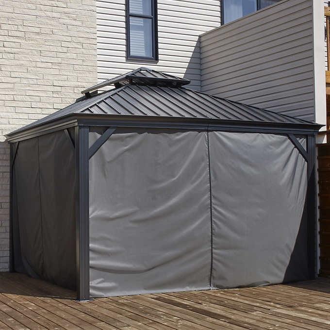 Gray Curtains for Provence Hard Top Gazebos by Sojag