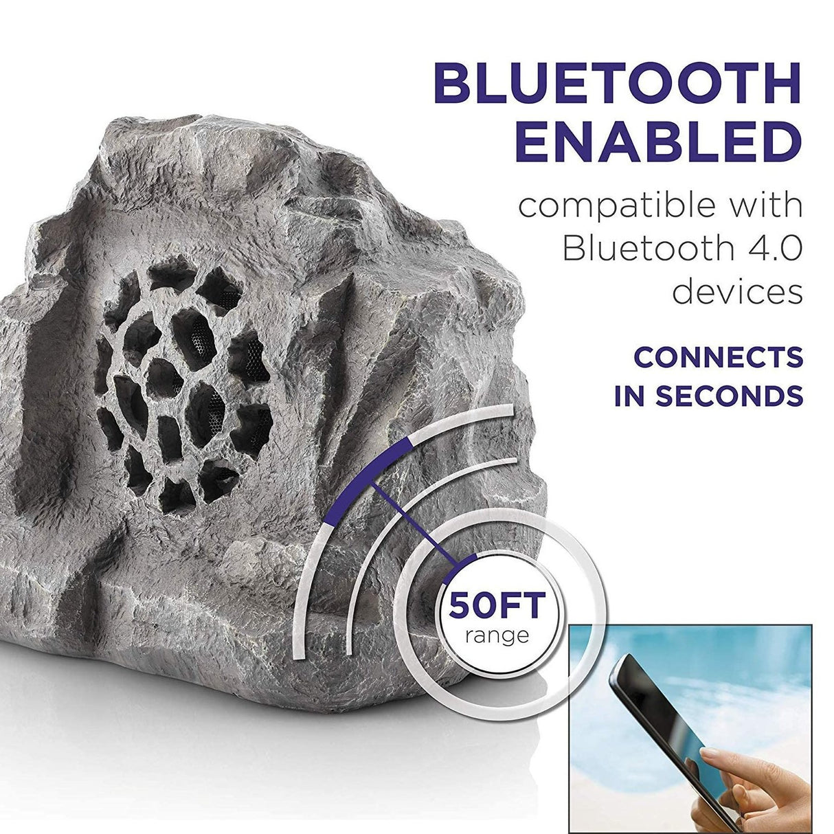 Solar Powered Bluetooth Enabled Waterproof Rock Speaker