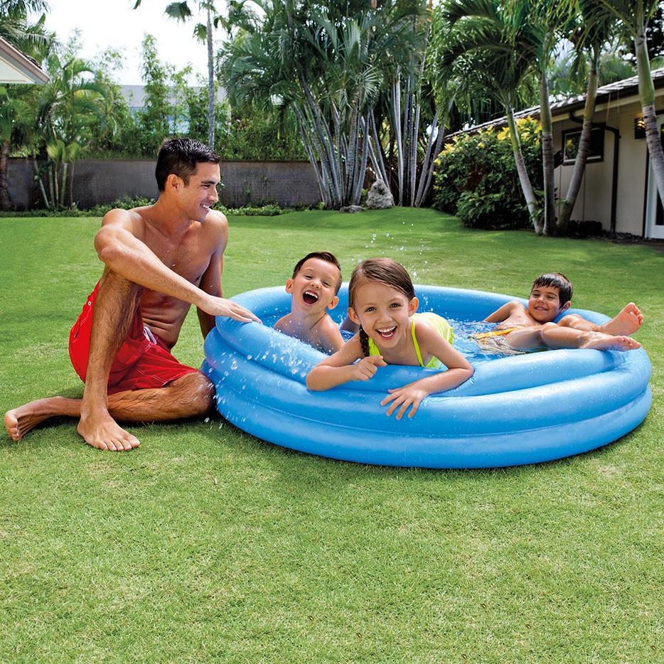 Blue inflatable pool for kids.